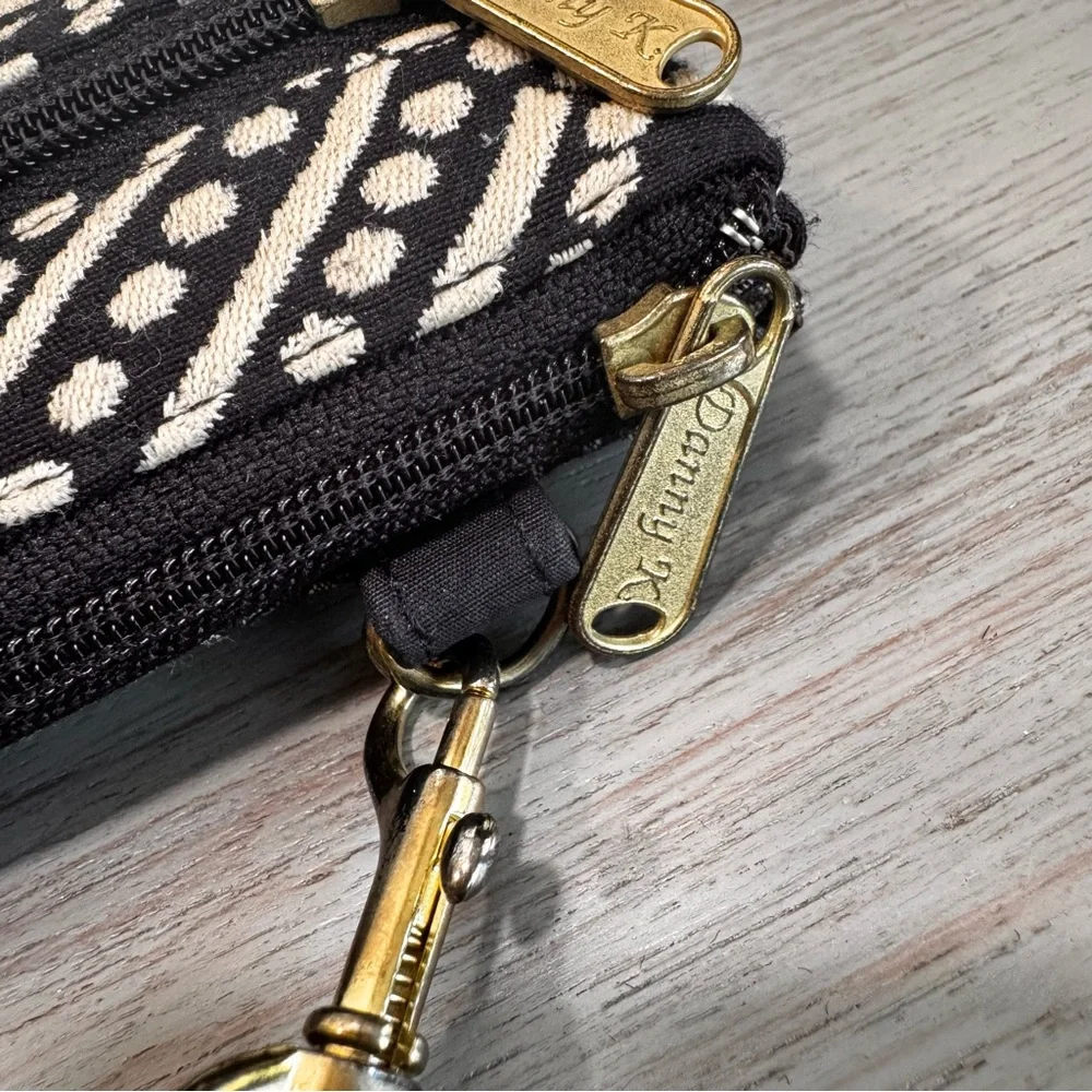 Danny K Tapestry Black And White Travel Crossbody‎ Multi Compartment Bag Purse